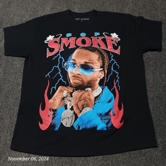 Pop Smoke Rap T Shirt‎ Adult XL Black Big Graphic Print Hip Hop - Picture 1 of 5